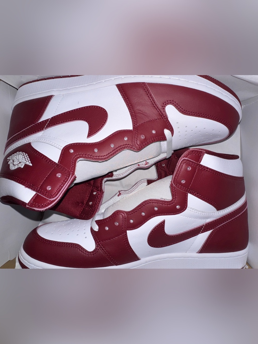 Air Jordan White and Maroon High-Top Sneakers
